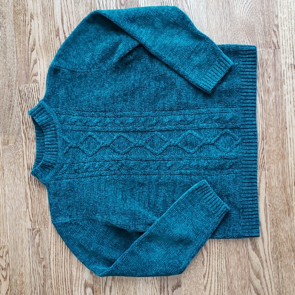 (PM) Alfred Dunner Petite Chenile Cable Knit High Neck Retro Comfy Jewel Tone